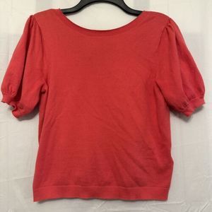 J Crew Shirt Women's Size Small Pink Back Floral‎ Bow Tie Short Puff Sleeve